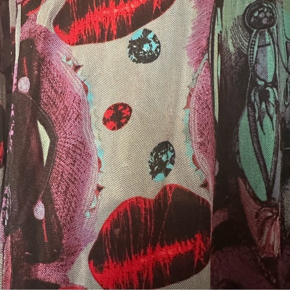 Custo Barcelona Long Sleeve Mini Dress Bodycon Graphic Y2K Size 1 Extra Small - Picture 5 of 7